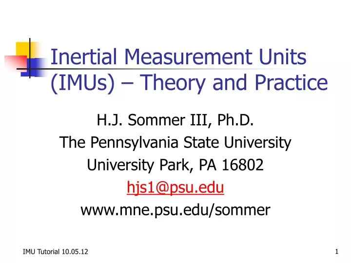 inertial measurement units imus theory and practice