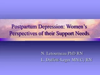 Postpartum Depression: Women’s Perspectives of their Support Needs