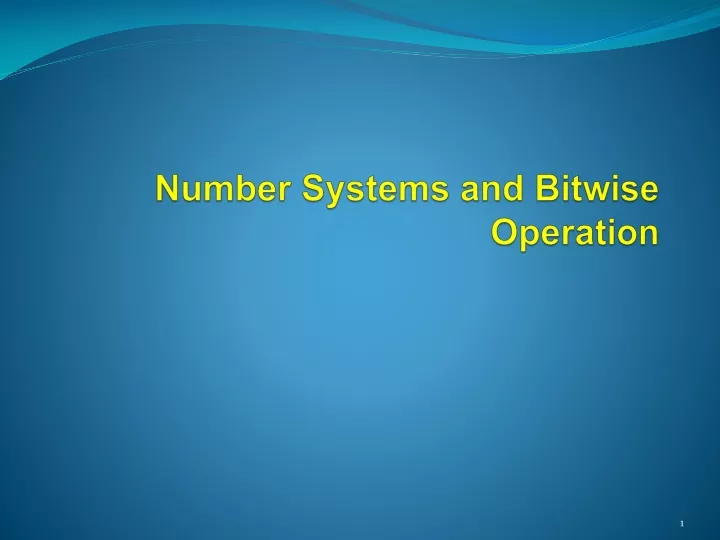number systems and bitwise operation