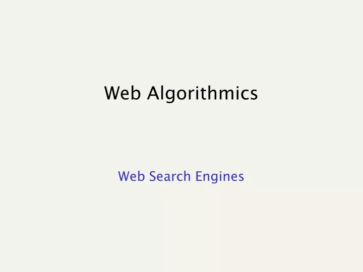 web algorithmics