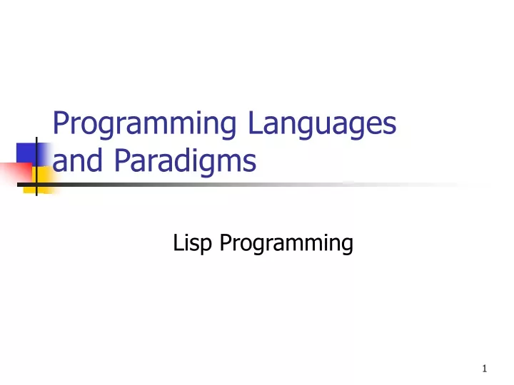 programming languages and paradigms