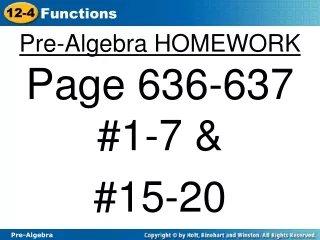 Pre-Algebra HOMEWORK