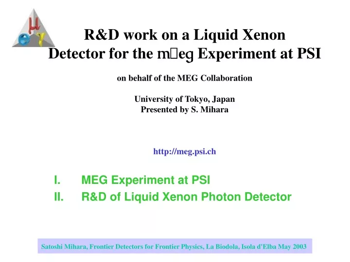 meg experiment at psi r d of liquid xenon photon detector