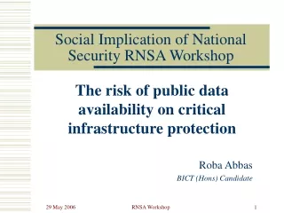Social Implication of National Security RNSA Workshop