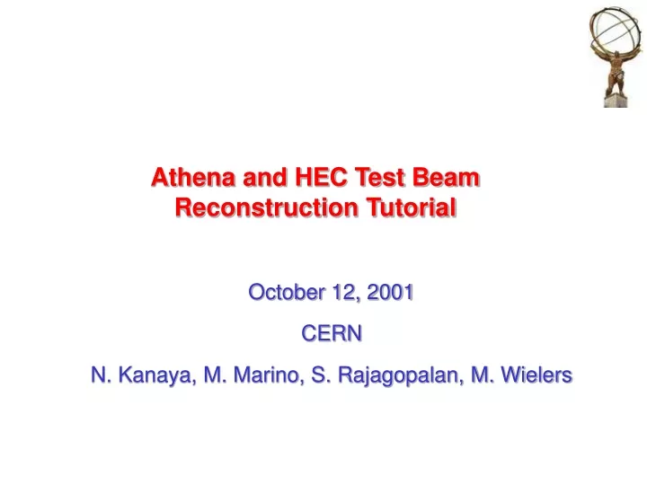 athena and hec test beam reconstruction tutorial