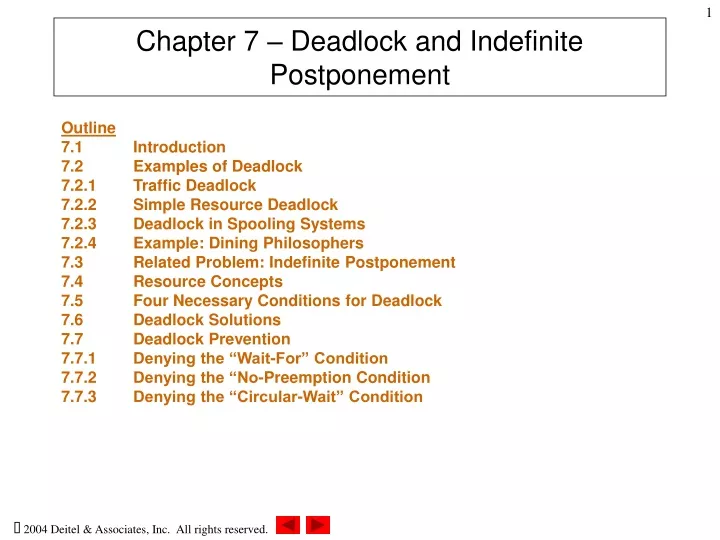 chapter 7 deadlock and indefinite postponement