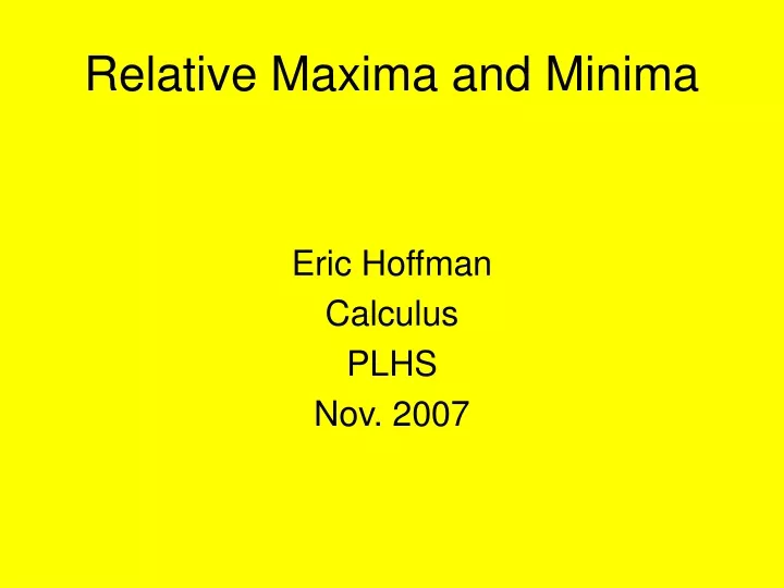 relative maxima and minima