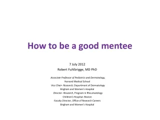 How to be a good mentee