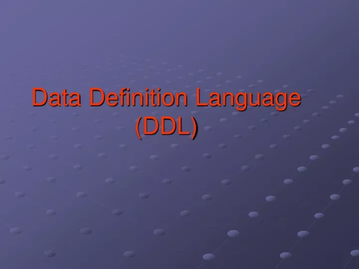 data definition language ddl