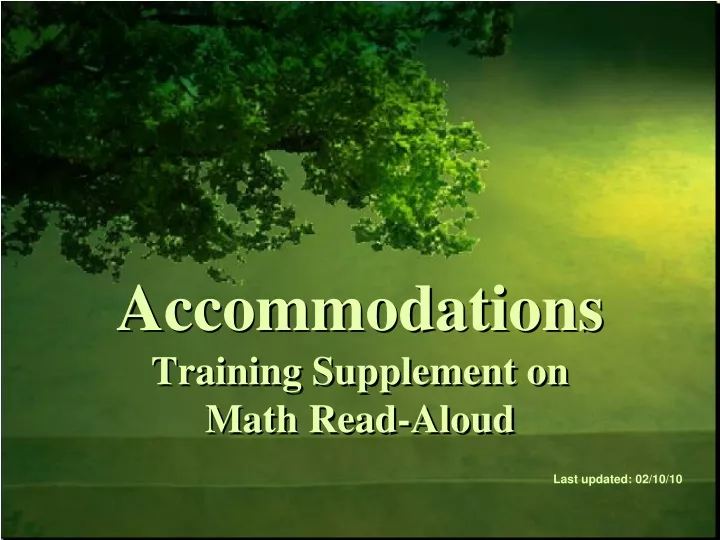 accommodations training supplement on math read aloud