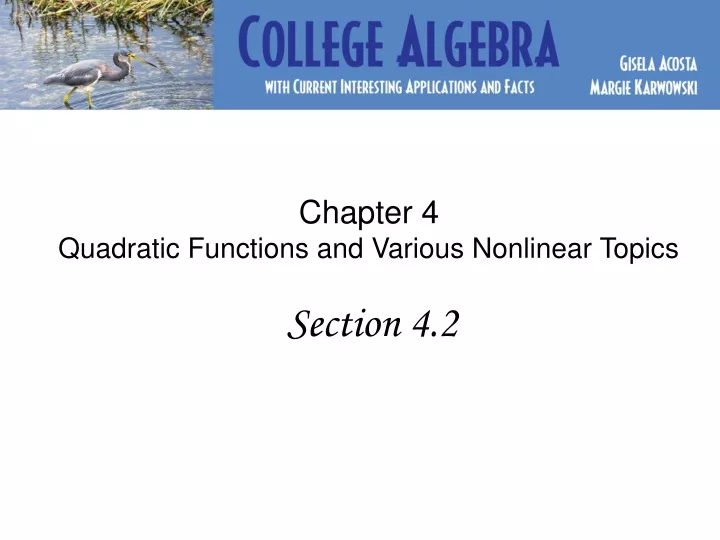 chapter 4 quadratic functions and various nonlinear topics section 4 2