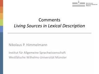 Comments  Living Sources in Lexical Description