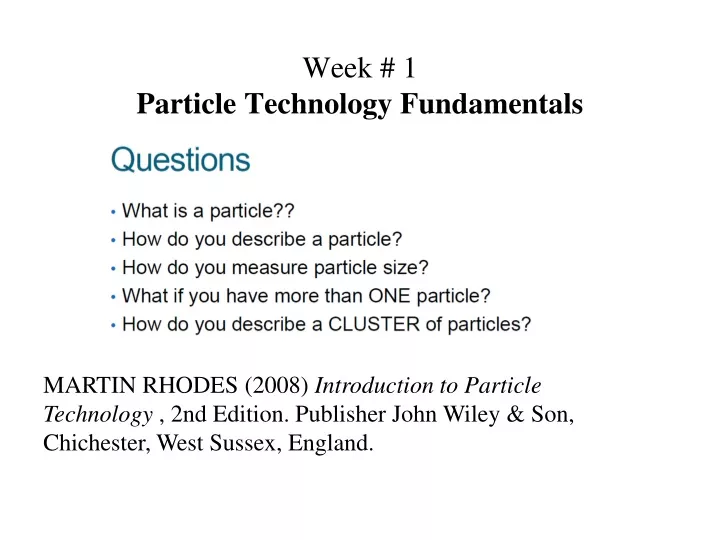 week 1 particle technology fundamentals