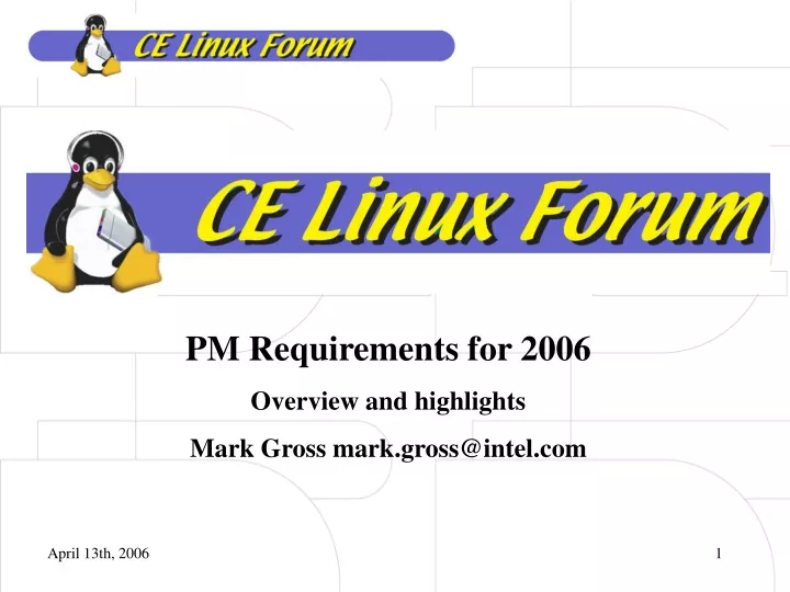pm requirements for 2006 overview and highlights