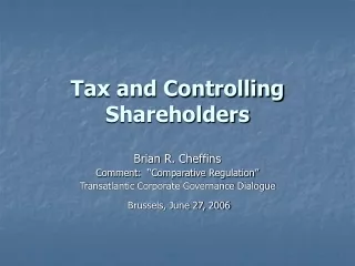 Tax and Controlling Shareholders