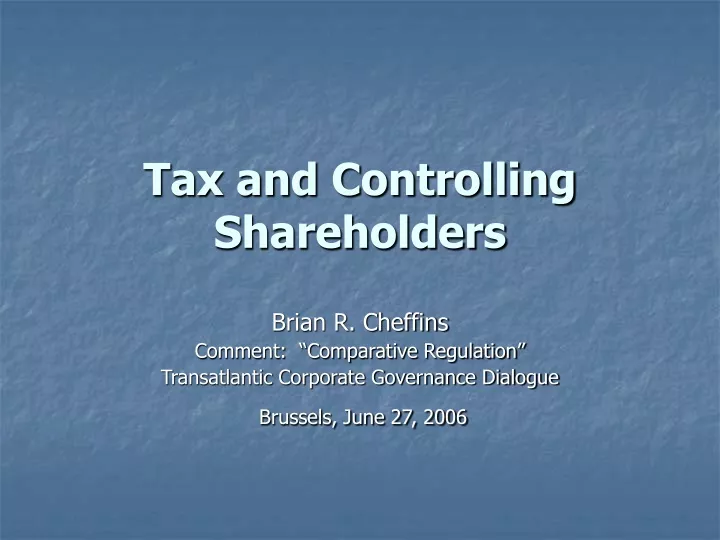 tax and controlling shareholders