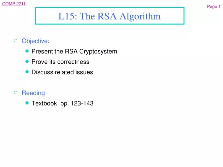 l15 the rsa algorithm