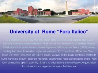 University of  Rome  “ Foro Italico ”