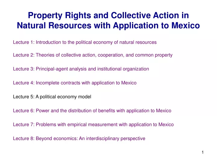 property rights and collective action in natural resources with application to mexico