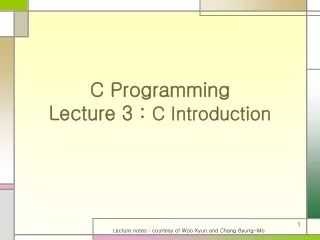C Programming Lecture 3 :  C Introduction
