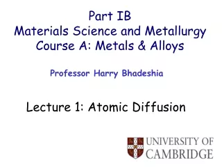 Part IB Materials Science and Metallurgy Course A: Metals &amp; Alloys