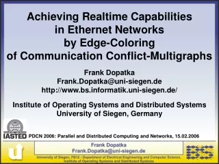 Achieving Realtime Capabilities  in Ethernet Networks  by Edge-Coloring