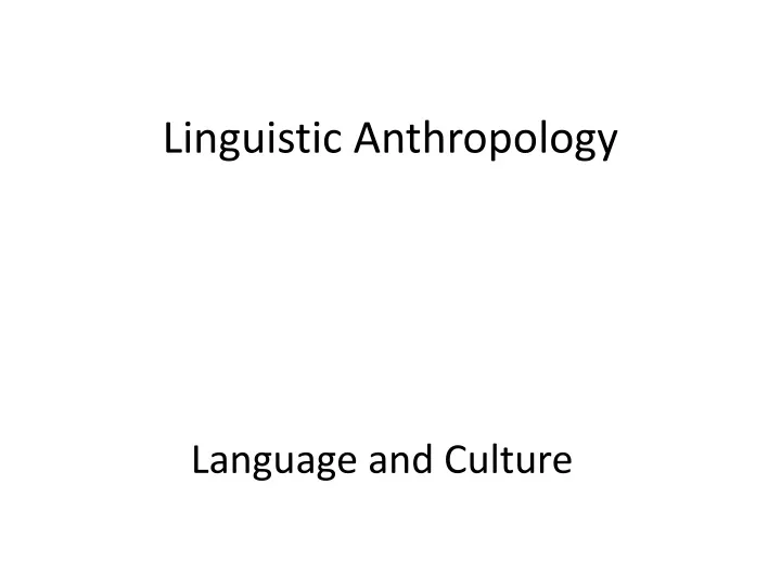 linguistic anthropology