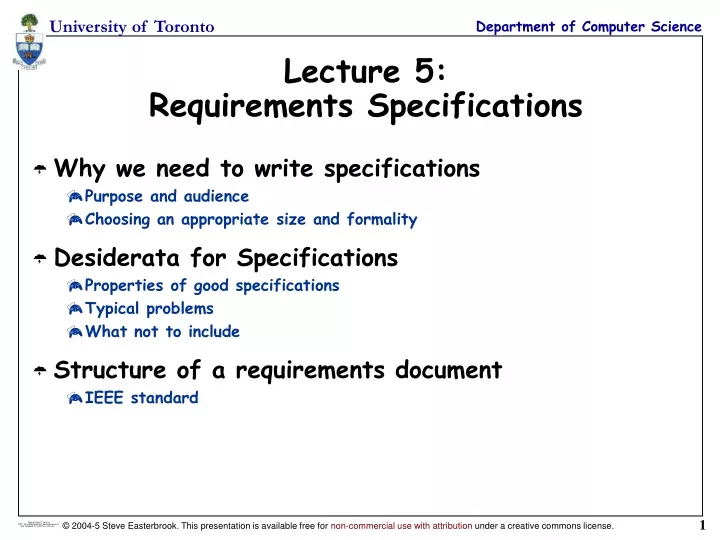 lecture 5 requirements specifications