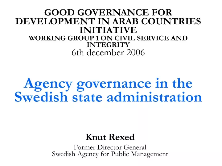 agency governance in the swedish state administration