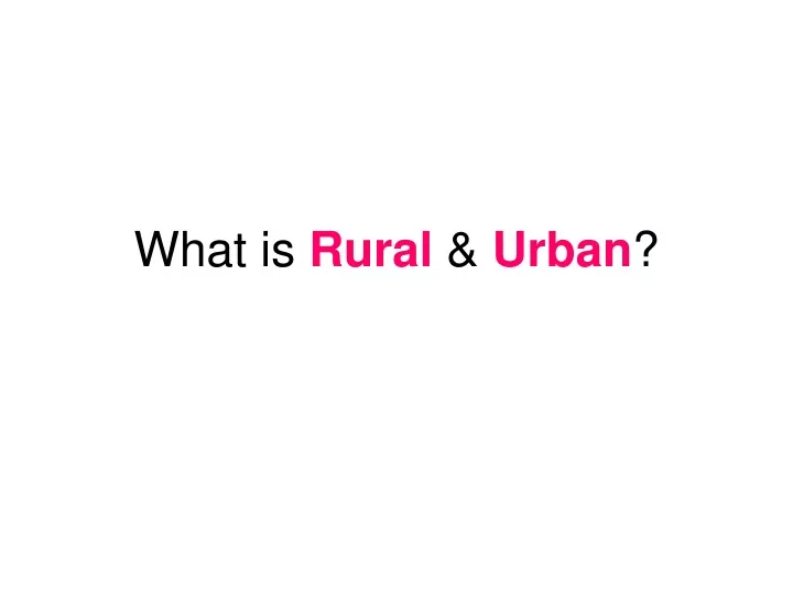 what is rural urban