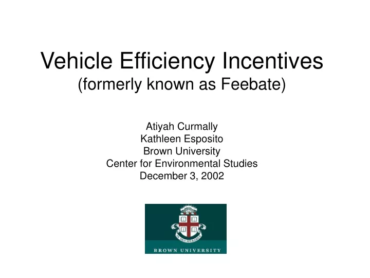 vehicle efficiency incentives formerly known as feebate