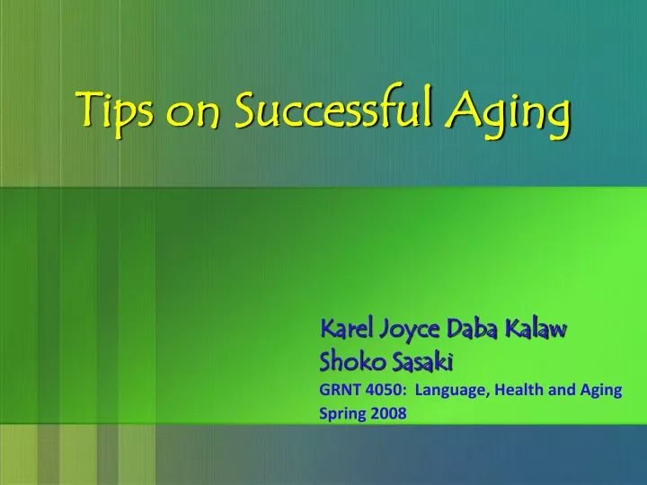 tips on successful aging
