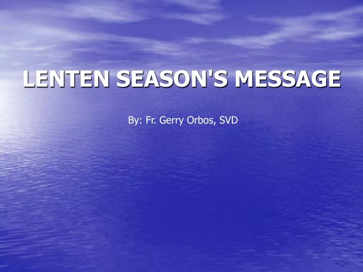 lenten season s message
