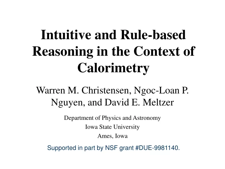 intuitive and rule based reasoning in the context of calorimetry