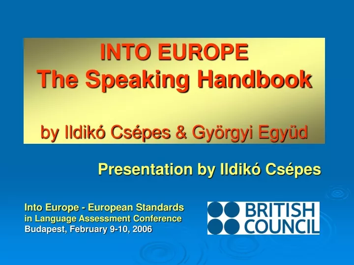 into europe the speaking handbook by ildik cs pes gy rgyi egy d