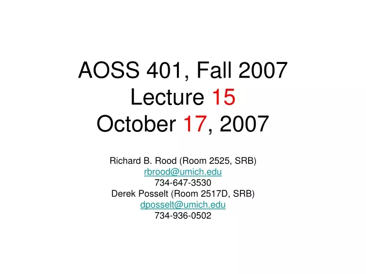 aoss 401 fall 2007 lecture 15 october 17 2007