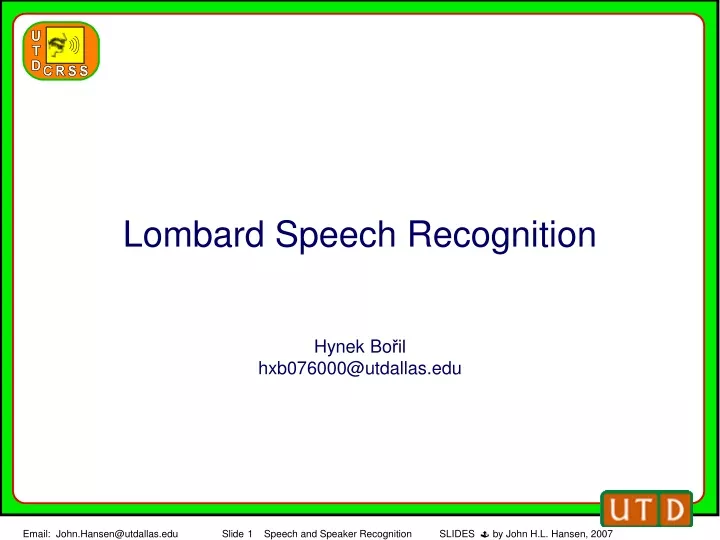 lombard speech recognition