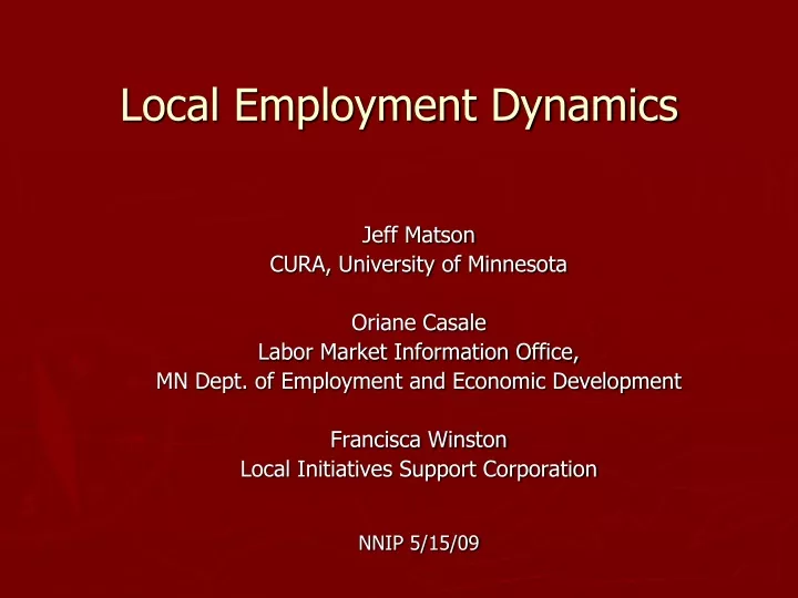 local employment dynamics