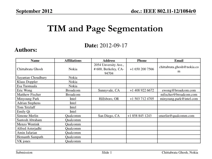 tim and page segmentation