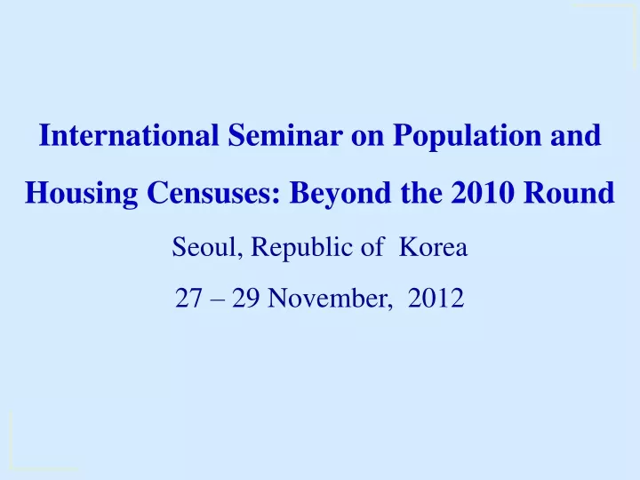 international seminar on population and housing