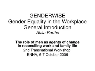 GENDERWISE Gender Equality in the Workplace General Introduction Attila Bartha