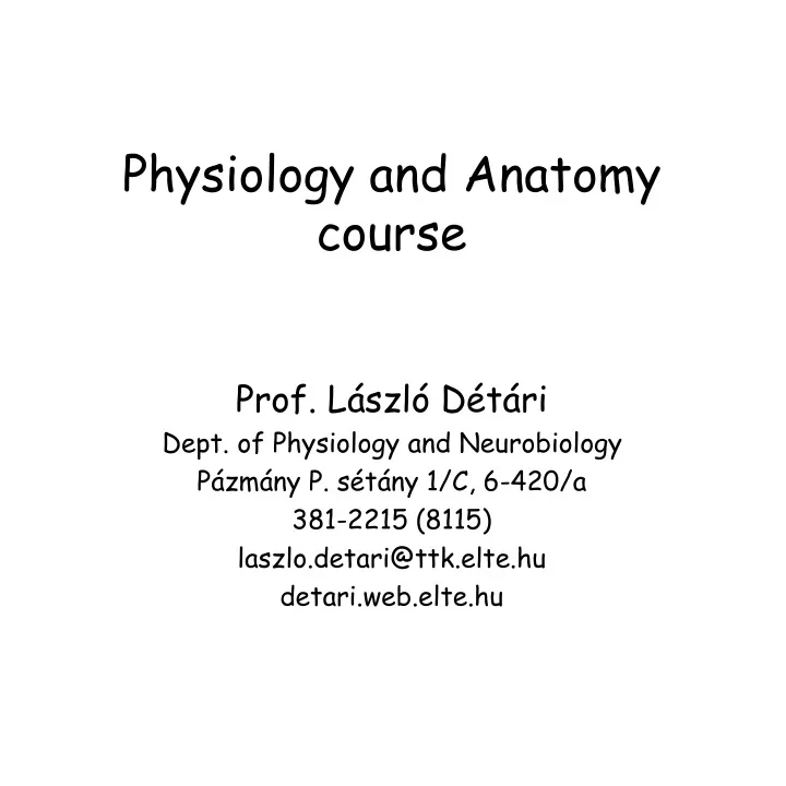 physiology and anatomy course