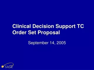 Clinical Decision Support TC Order Set Proposal