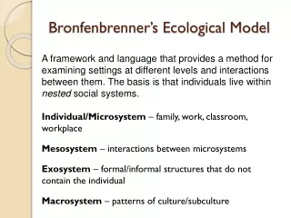 Bronfenbrenner’s Ecological Model