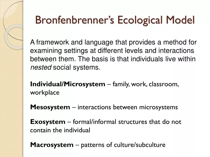 bronfenbrenner s ecological model