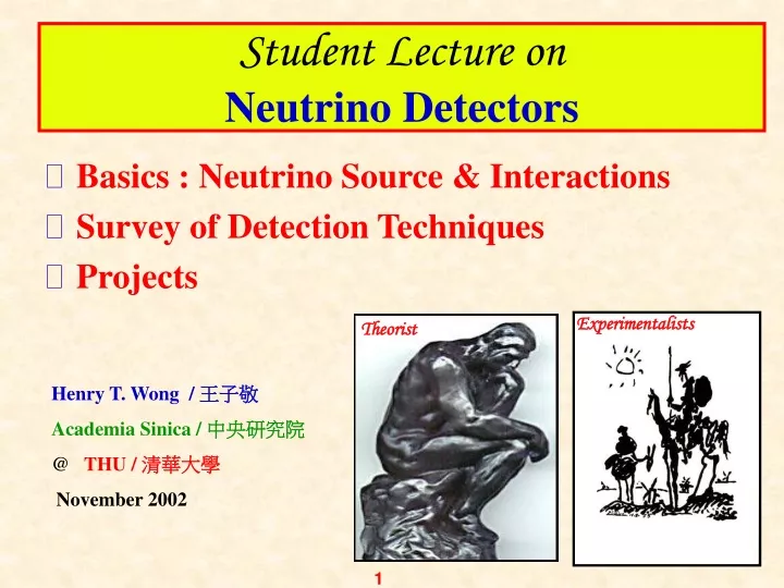 student lecture on neutrino detectors