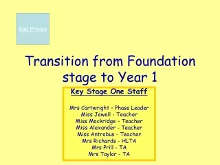 Transition from Foundation stage to Year 1