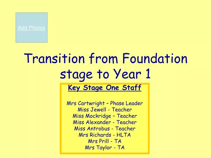 transition from foundation stage to year 1