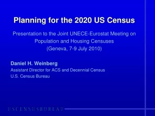 Planning for the 2020 US Census