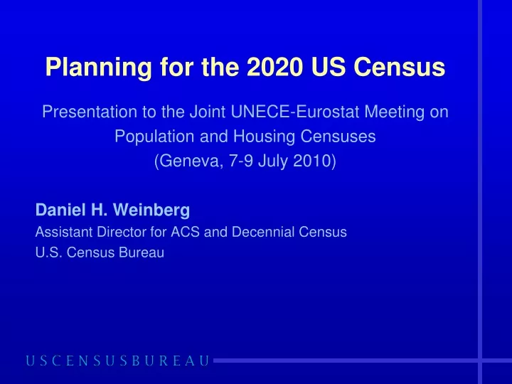 planning for the 2020 us census